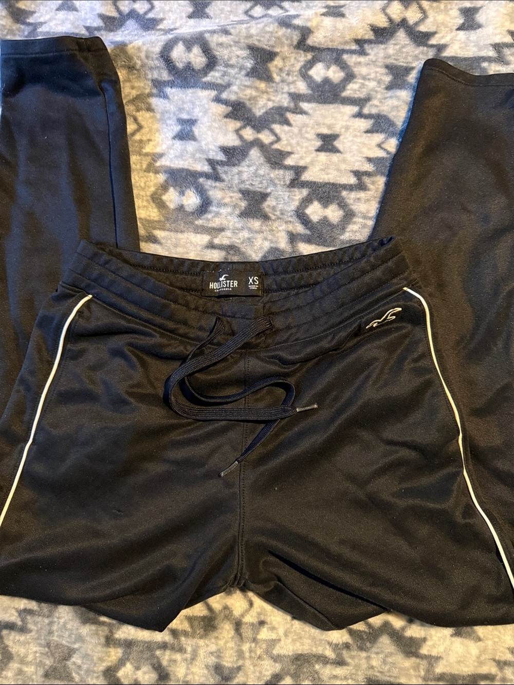 Hollister Black Men's Athletic Pants with White Piping